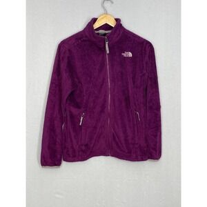 The North Face Full Zip Osito Jacket Girls Purple Logo Zipper Pockets XL (18)